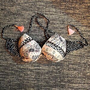 Victoria’s Secret Add 2 Cups Bikini Top 36DD Push Up Halter Strappy Back Swim